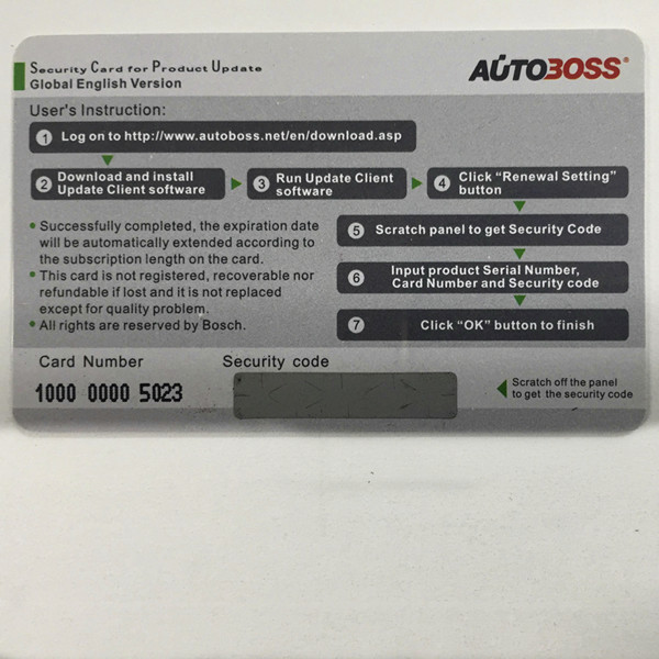 Κάρτα ασφάλειας ελίτ Autoboss V30/V30 για ένα έτος on-line