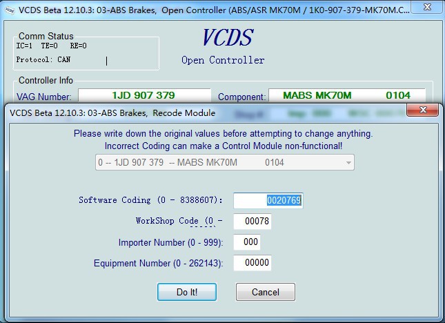 βήτα 12.10.3 της cVag ανοικτός ελεγκτής φρένων ABS COM VCDS